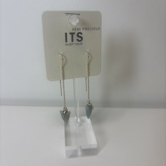 Women Girl Dangle Pull Through Threader Earrings Turquoise Teal Stone‎ Boho Indi - Picture 1 of 12